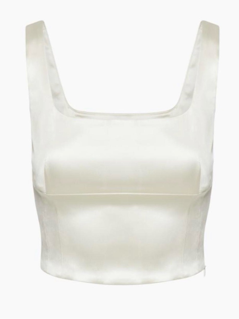 Aritzia Shine Satin Bustier in Light Birch